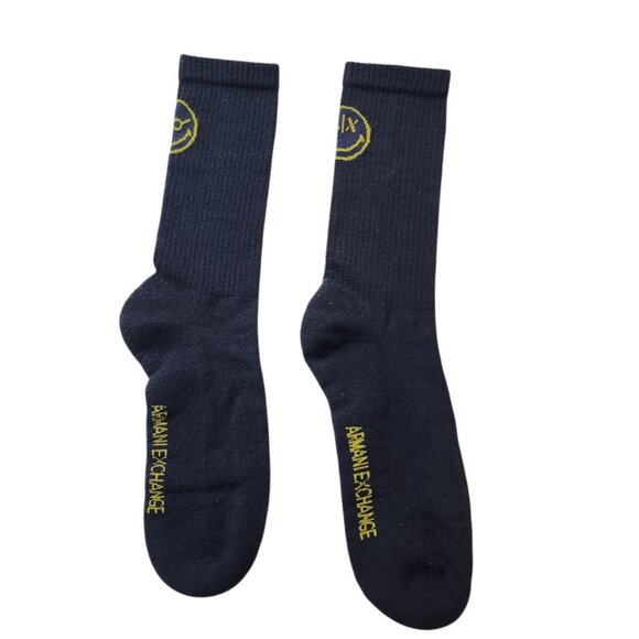 Armani Exchange Smiley Logo Sponge Socks Black - Picture 2 of 4